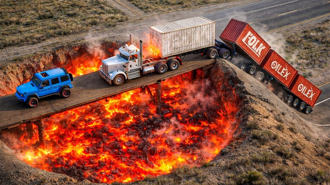 Автомобили против лавовой ямы в игре BeamNG.Drive! Челлендж. Игра про машинки. Мультики для детей