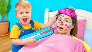 Мама заболела, Оливер и Адам помогают маме почувствовать себя лучше