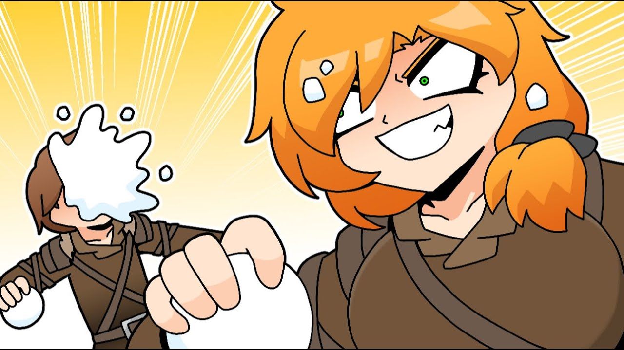 Снежный бой - майнкрафт аниме