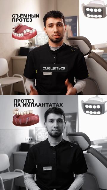 Съемный протез и протез на имплантатах