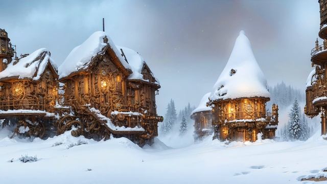 WINTERLUDE - atmospheric ambient - immersive calming ambient music with steampunk style village