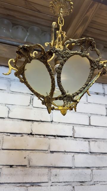 Старинная бронзовая люстра-фонарь 20724