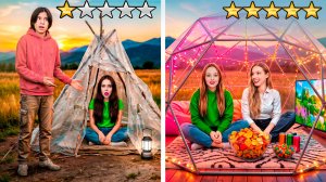 ПОСТРОИЛИ ДОМИКИ ИЗ ПЛЕНКИ ДЕШЕВАЯ VS ДОРОГАЯ ! 24 часа ЧЕЛЛЕНДЖ