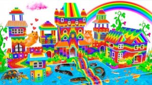 DIY УДОВЛЕТВОРЯЮЩЕЕ С МАГНИТНЫМИ ШАРИКАМИ 🧲 | ПОРТ С БАШНЯМИ И ГОРОДСКИМИ ВОРОТАМИ У МОРЯ