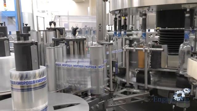 Линия розлива водки производительностью 6000 бутылок в час.