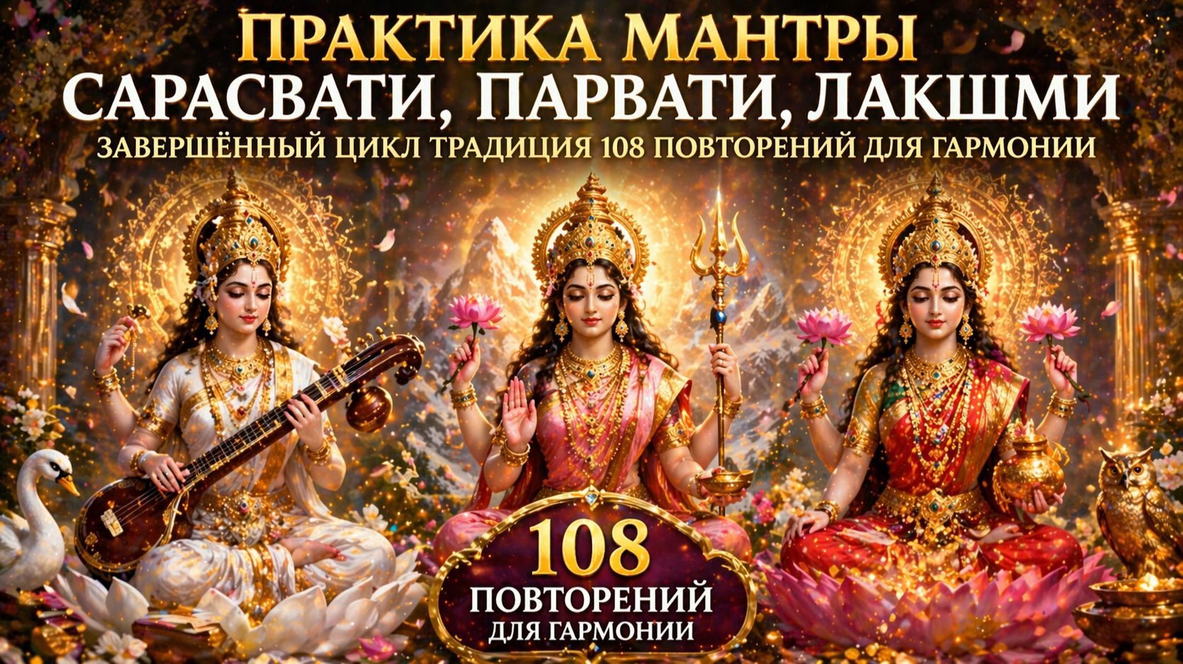 Практика Мантры Сарасвати, Парвати, Лакшми: завершённый цикл традиция 108 повторений для гармонии 🙏