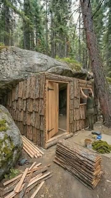 CRAZY Girls Build a ROCK CAVE Cabin Overnight bushcraft survival camping shorts [get.gt]