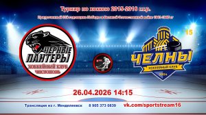 26.04.2026 ЧЕРНЫЕ ПАНТЕРЫ (Чистополь) - ЧЕЛНЫ `15 (Наб. Челны) Турнир по хоккею 2015-16гр LIVE 14:15