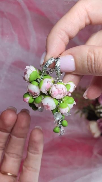 Серьги пионы