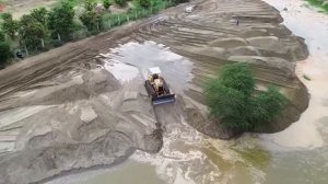 Incredible Technical Operators KOMATSU Bulldozer Moving Sand Reclaims Huge Pond Perfectly