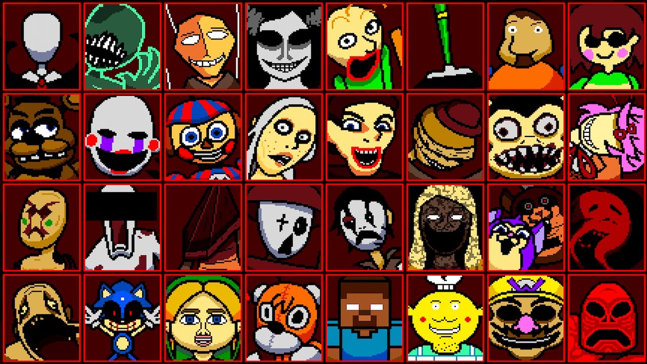 Ужас Крест Хаос - Демонстрация всех персонажей + Смерти (Полный яркий режим) (Автор:@IndieMjöl)