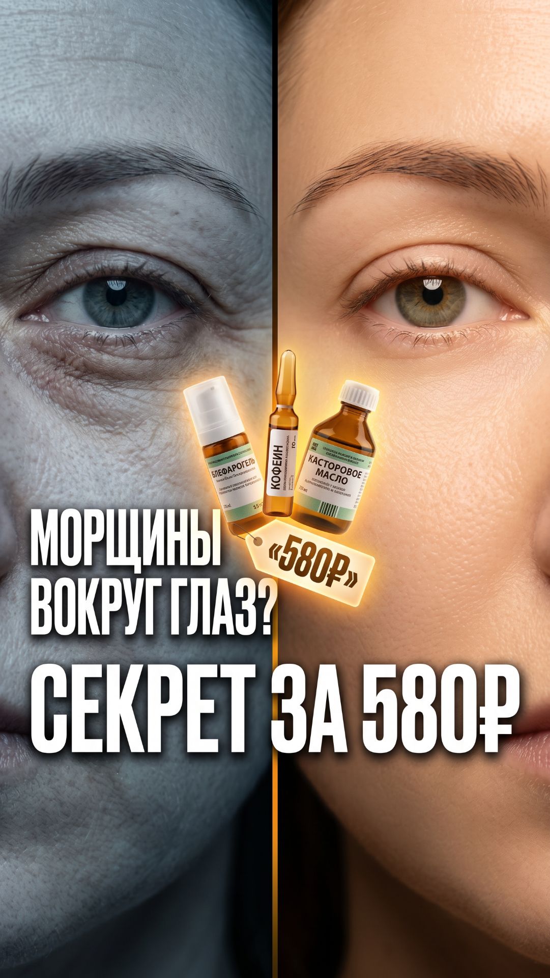 Морщины вокруг глаз — три аптечных средства за 580 рублей 👁