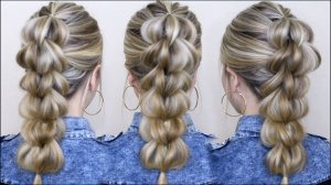 Французская 3Д коса из резинок/Праздничная прическа самой себе/Красивая прическа/Урок для начинающих