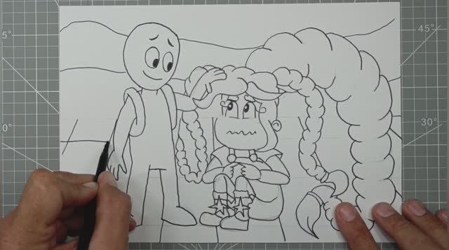 Рисуем Игрок успокаивает Лили Лавбрейдс (Poppy Playtime). 8