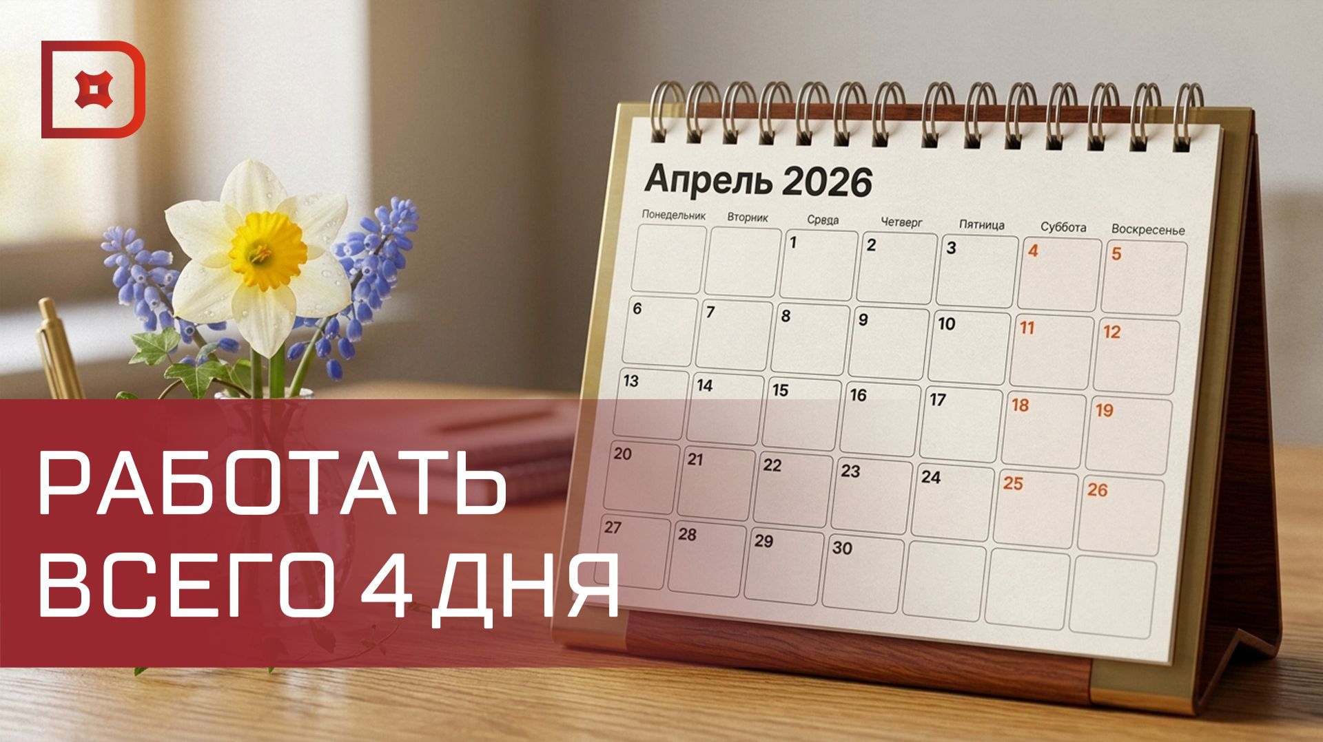 Следующая рабочая неделя продлится 4 дня