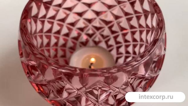 Подсвечник под чайную свечу НИНОН стекло розовое 9.5 см  MV 10021 и MV 10022
