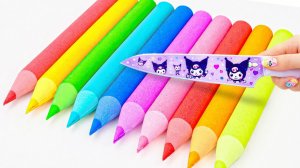 Мультики для детей. Лепим и мнем яркие карандаши из разноцветного песка. Мультики для малышей