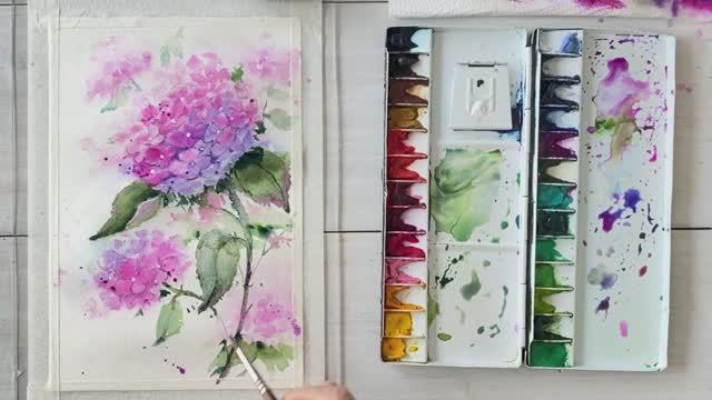 Расслабляющие акварельные гортензии