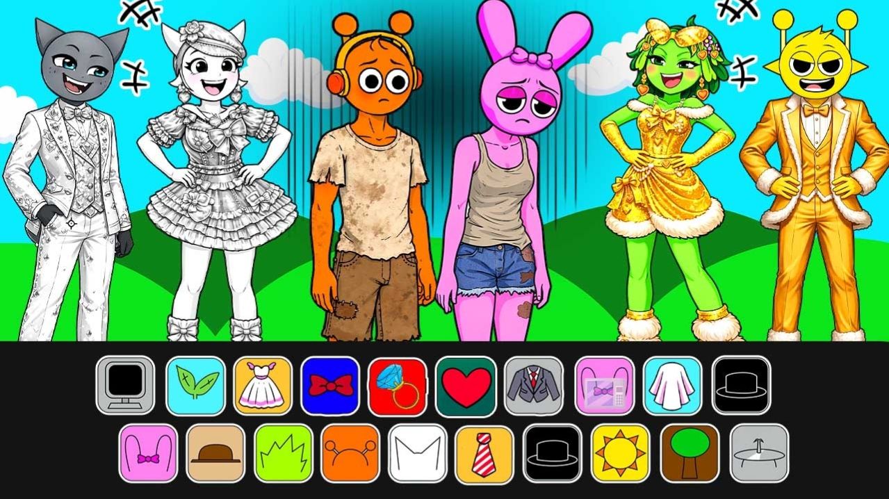 DIY Бумажные куклы СПРУНКИ в стиле моды  Битва моды Богатые против Бедных!  Кто победит 