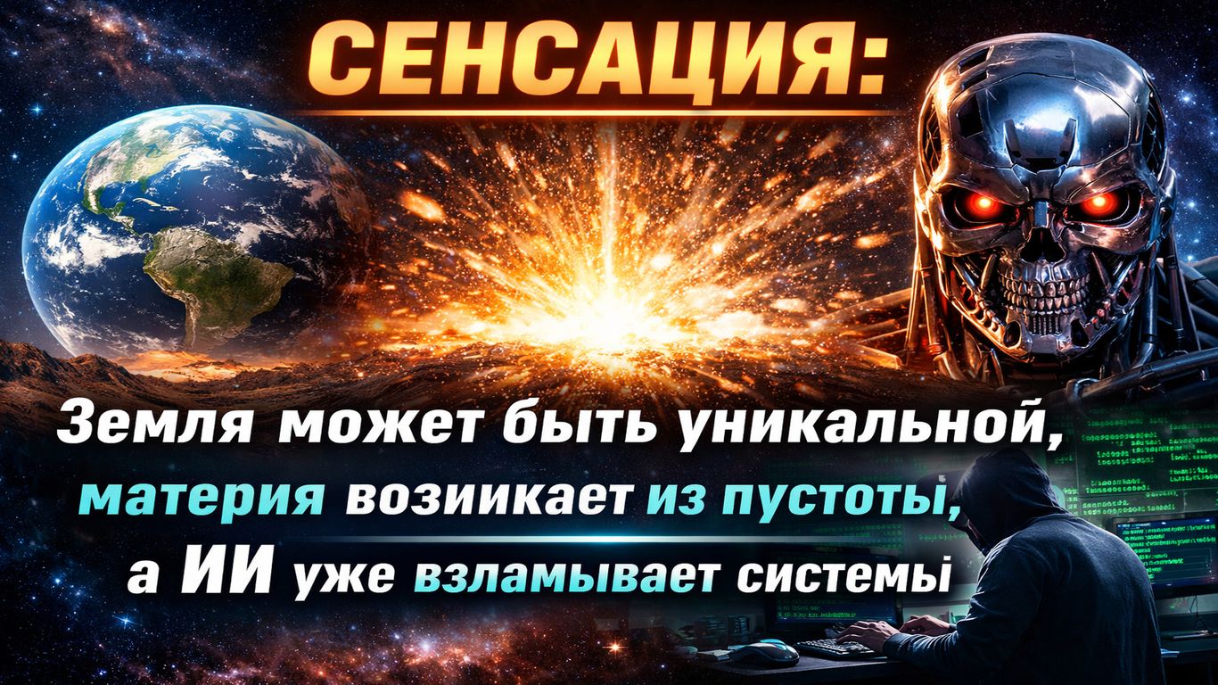Новости науки 95 : Земля уникальна, материя рождается из пустоты, ИИ уже взламывает системы