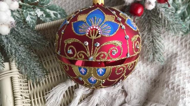 Стеклянный ёлочный шар ИМПЕРАТОРСКИЙ, узорчатый, бордовый, 115 мм, С2227-борд