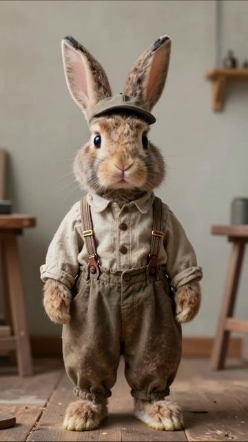 Милый кролик в винтажной одежде кролик веселье анимация