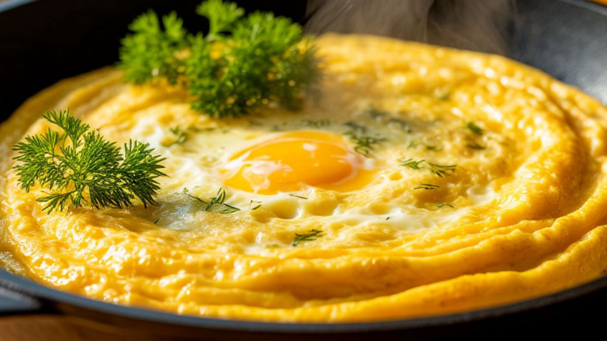 Воздушный омлет со сметаной