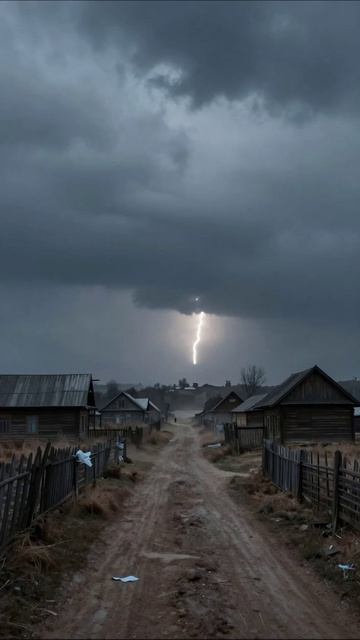Шторм в деревне: молния освещает путь природа молния деревня пейзаж