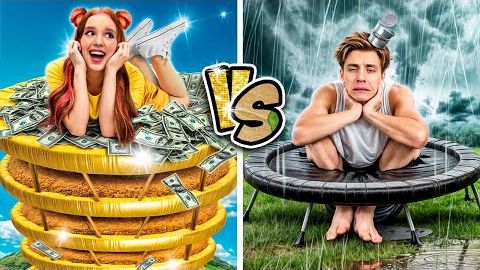 БОГАТЫЙ vs БЕДНЫЙ БАТУТ ! Видео Влада бумага а4