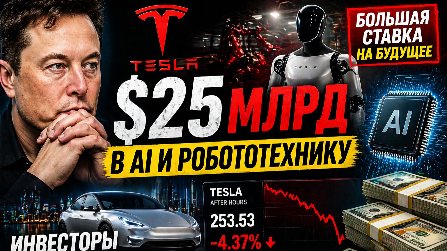 Tesla инвестирует 25 млрд в AI и робототехнику 