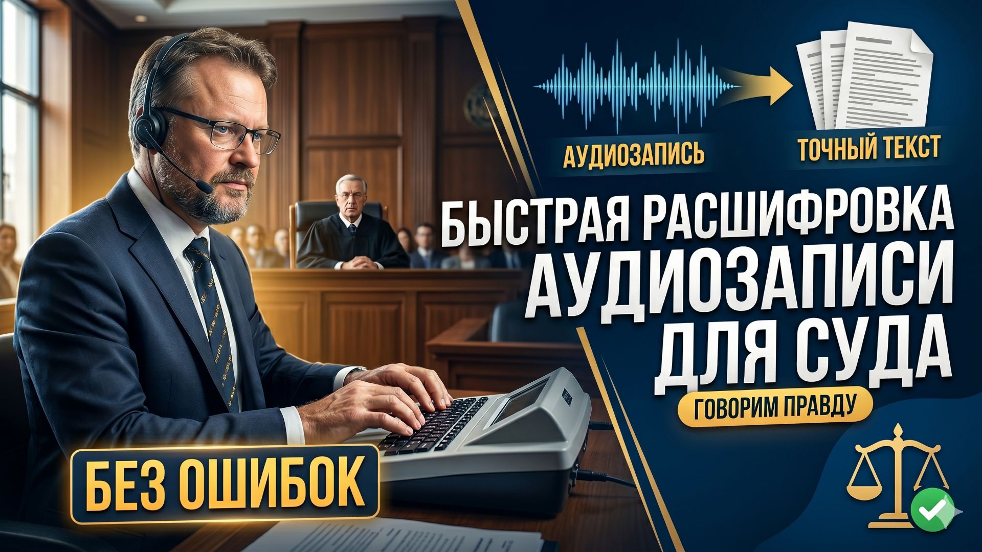 Быстрая расшифровка аудиозаписи для суда (БЕЗ ОШИБОК)