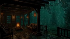 Звуки дождя и грозы для сна 🌩️ Уютный камин ночью для отдыха и расслабления