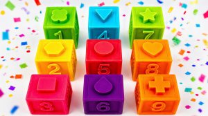 Кубики для детей: УЧИМ ЦВЕТА, ФИГУРЫ и ЦИФРЫ 🟡 Развивающее видео 1-5 лет