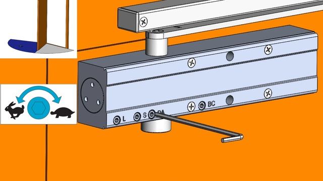 Монтаж доводчика DL345S