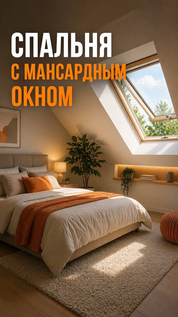 Светлая спальня с мансардой