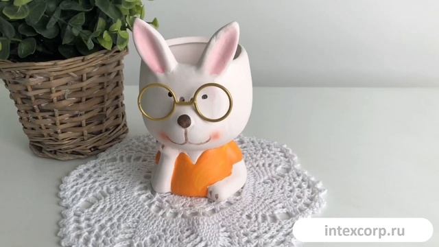 Подставка для яйца ЗАЙКА ЗНАЙКА в оранжевом свитере керамика 12х8 см APF807450-1