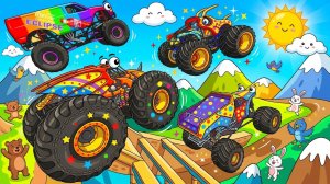 МУЛЬТИКИ ПРО МАШИНКИ 4К Эпические прыжки и столкновения на скоростном монстр-траке Beamng Drive #140