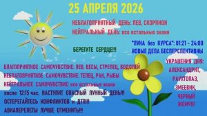 "АСТРОПРОГНОЗИК на 25.04.2026 для ВСЕХ ЗНАКОВ ЗОДИАКА"!!!