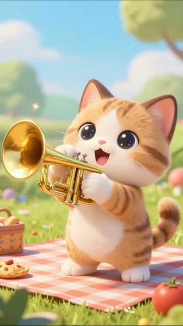 Котик-музыкант на пикнике! котики музыка пикник