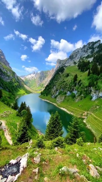 Озеро Фелен, живописная нетронутая природа Швейцарии.