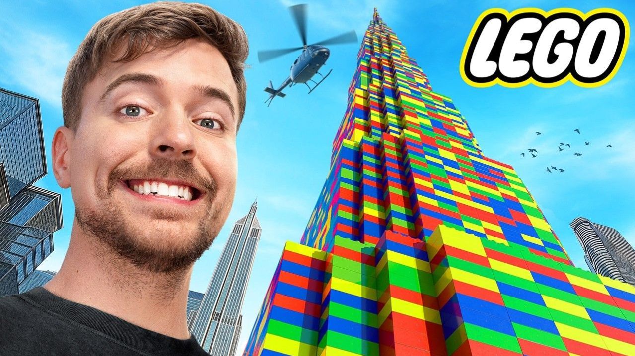 САМАЯ БОЛЬШАЯ БАШНЯ ИЗ ЛЕГА MRBEAST МИСТЕРБИСТ НА РУССКОМ мистер бист на русском