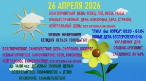 "АСТРОПРОГНОЗИК на 26.04.2026 для ВСЕХ ЗНАКОВ ЗОДИАКА"!!!