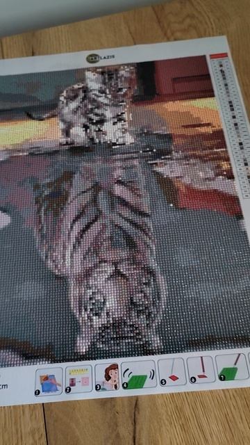 Алмазная мазайка котик во отражении тигра 30 на 40 см