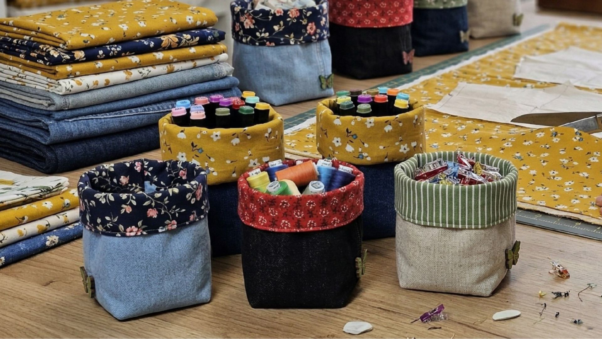  Милая корзинка за 5 минут! Шьём из старых джинсов