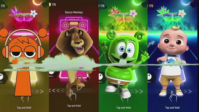 Гамми Бир против Алекса и Спрунки! 🐻🦁 Эпичный Tiles Hop под Coffin Dance