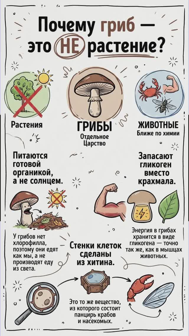 Почему ГРИБ — это НЕ растение?