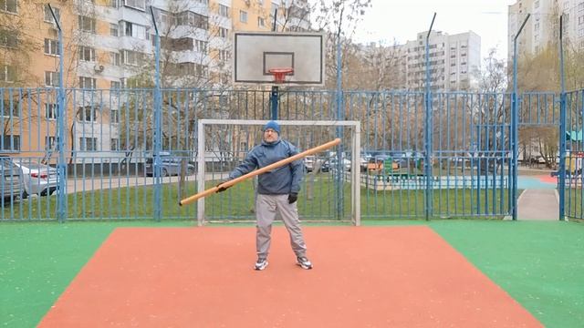 Упражнения с бревном из бука (длина 200 см, вес 2.5 кг, диаметр 5 см)-2