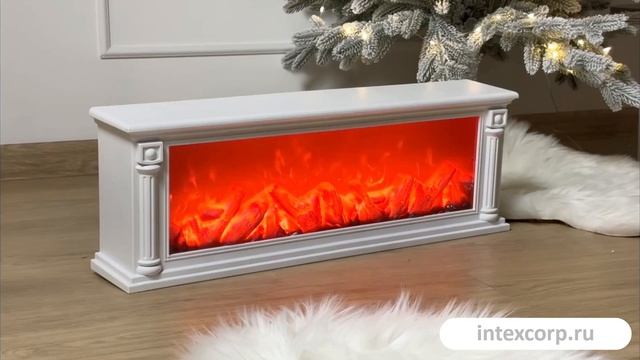 Светодиодный камин КАРРЭ БЛАН с эффектом живого пламени, 63х22 см, батарейки, ADA100410
