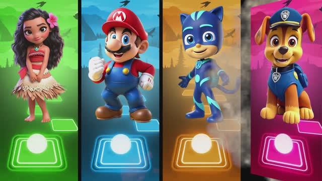 Моана против Марио и Щенячьего патруля! 🌊🍄 Эпичный Tiles Hop баттл: Кто круче?