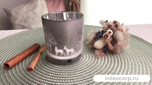 Подсвечник КОВЕРТ стекло серебряный 8 см AAE325870-2